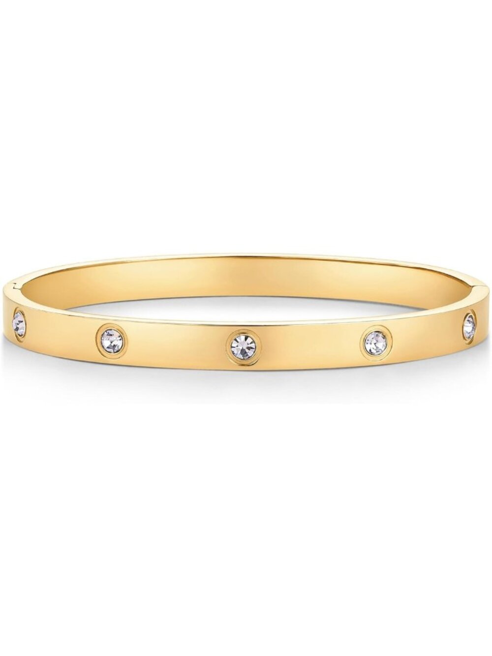 Waterproof Gold Plated Bangle Bracelet for Women with Cubic Zirconia Accents